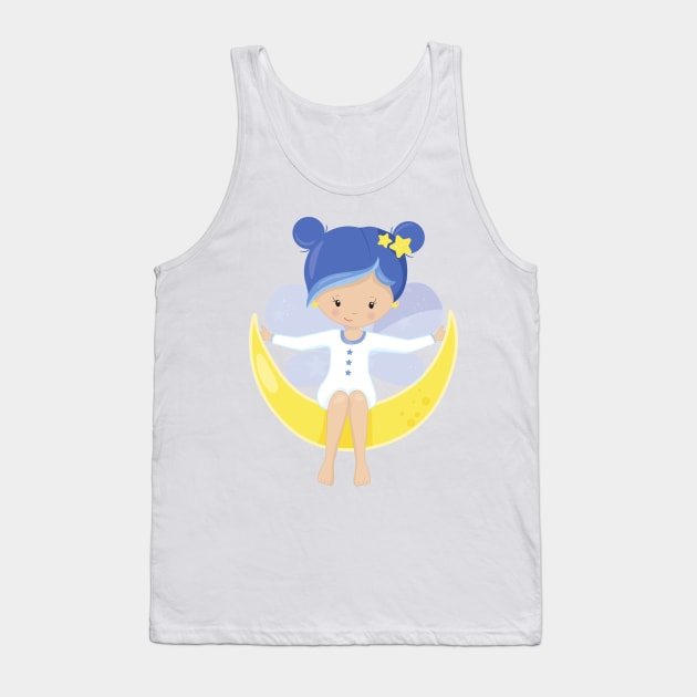 Stardust Fairy, Fairy On The Moon, Cute Fairy Tank Top by Jelena Dunčević